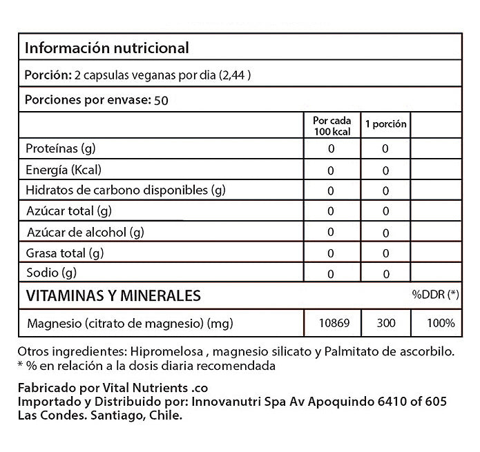 Magnesio Citrato 150 mg  100 cápsula veganas